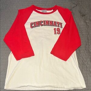 MLB Men's White and Red Shirt, Votto, Size M